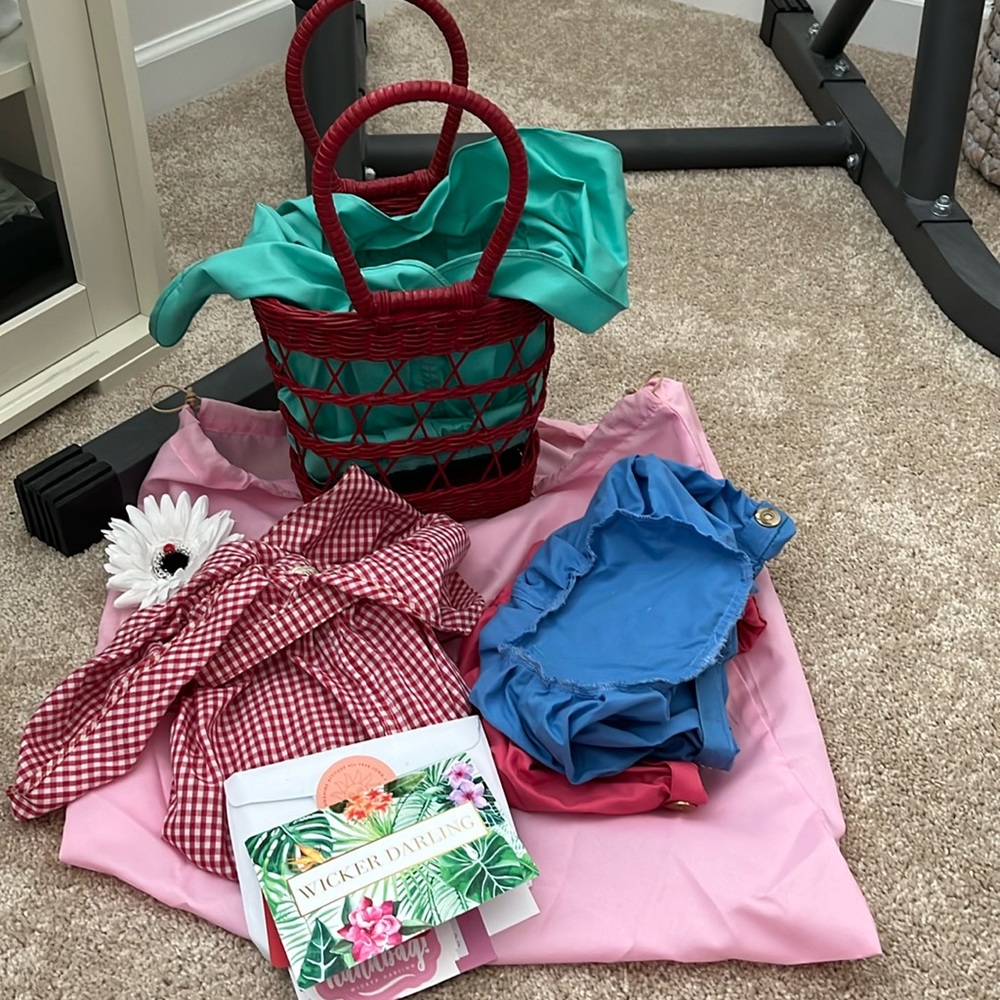 Wicker Darling Beccie Basket Bag Red